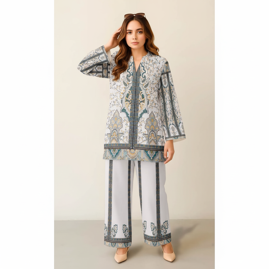 Women's Multi Digital Print Rayon Cord Set | Stylish Girls Co-ord set | Pakistani Style Cord Set For Women