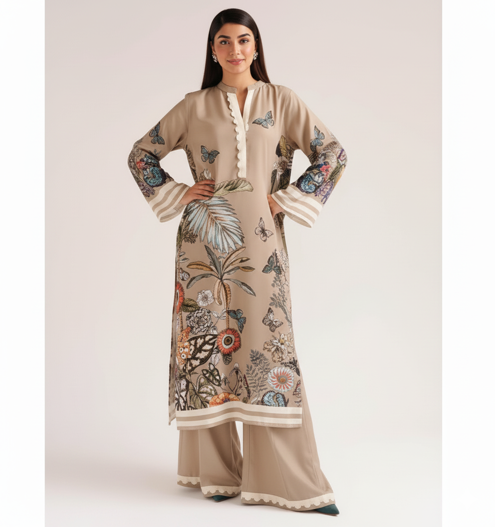 Women's Multi Digital Print Rayon Cord Set | Stylish Girls Co-ord set | Pakistani Style Cord Set For Women