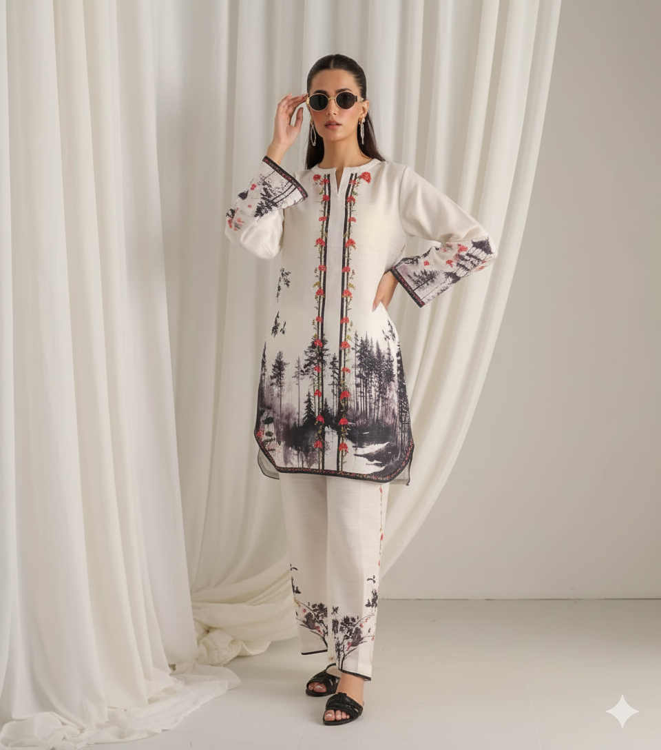 Women's Multi Digital Print Rayon Cord Set | Stylish Girls Co-ord set | Pakistani Style Cord Set For Women